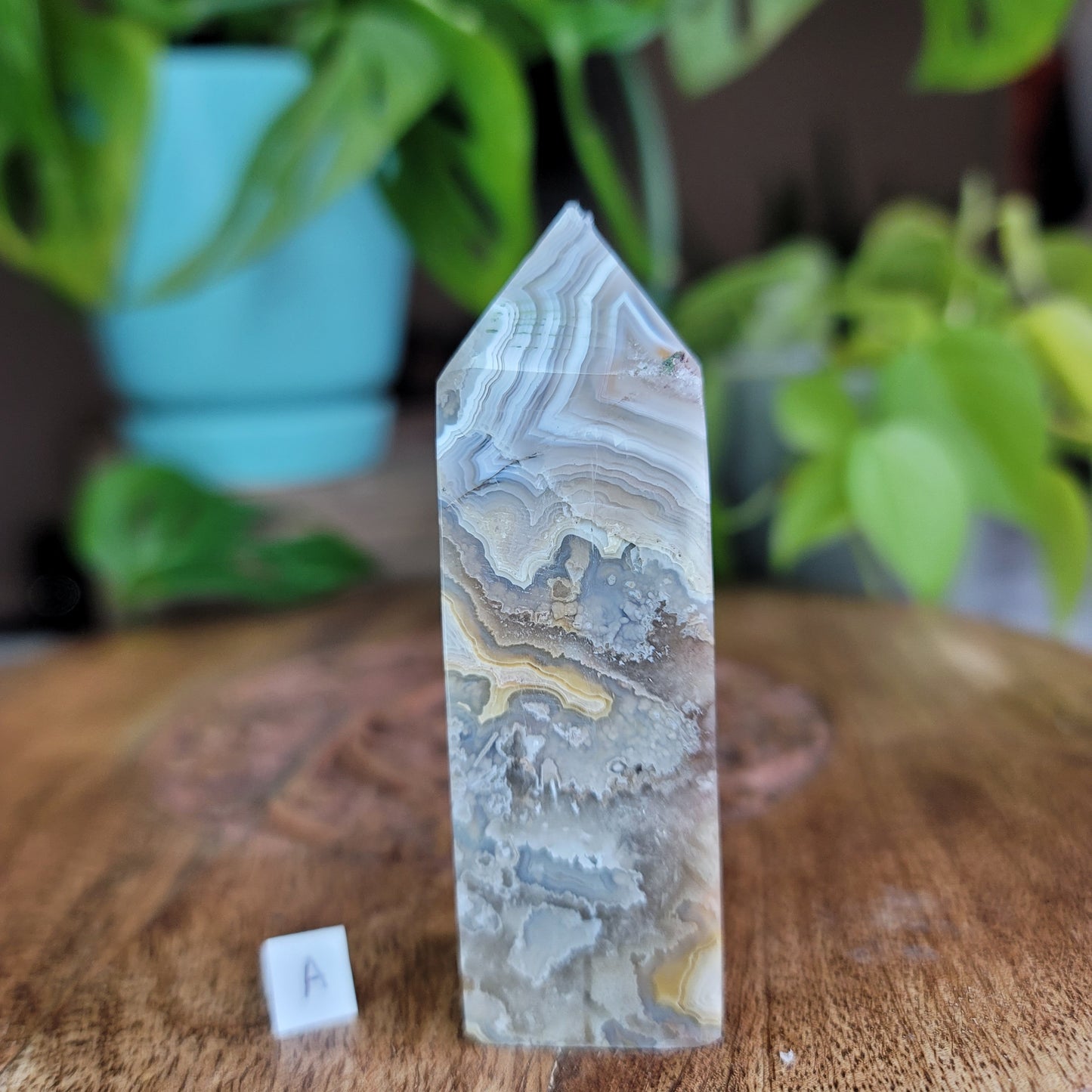 Mexican Crazy Lace Agate Tower: Radiant Patterns of Joyful Energy