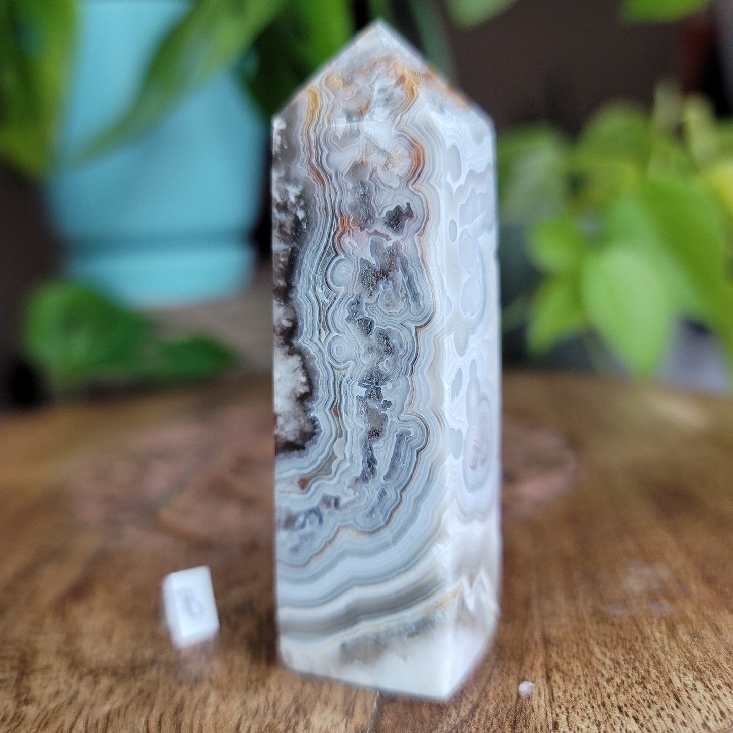 Mexican Crazy Lace Agate Tower: Radiant Patterns of Joyful Energy