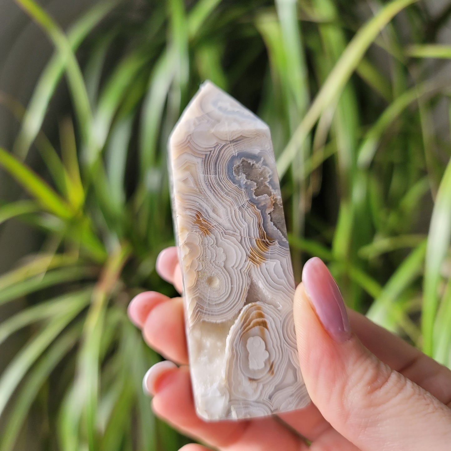 Mexican Crazy Lace Agate Tower: Radiant Patterns of Joyful Energy