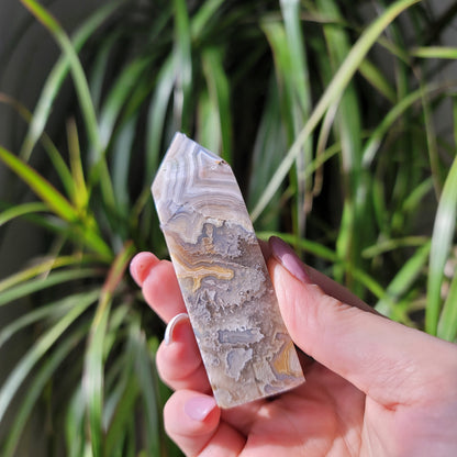 Mexican Crazy Lace Agate Tower: Radiant Patterns of Joyful Energy