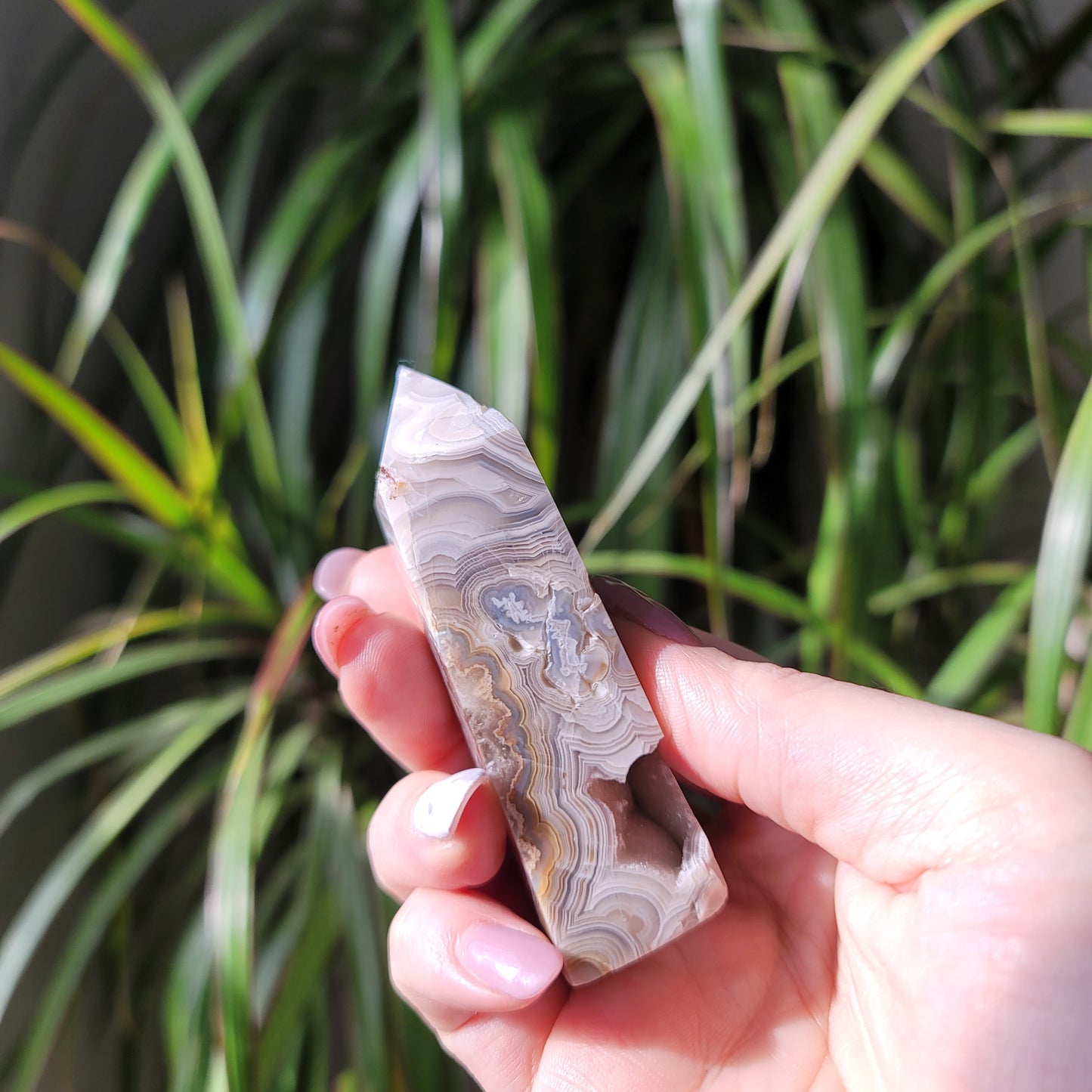 Mexican Crazy Lace Agate Tower: Radiant Patterns of Joyful Energy