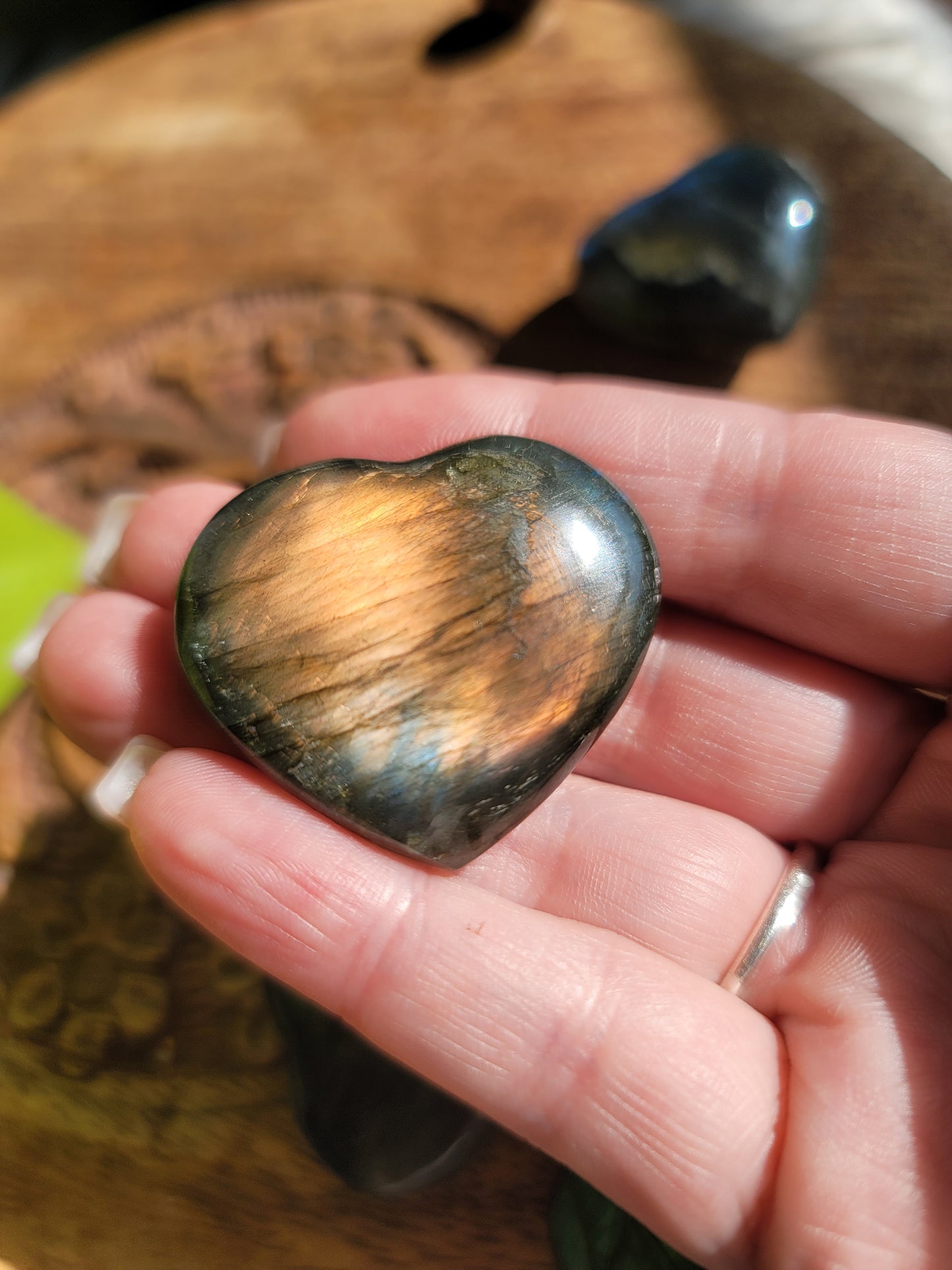 Puffy Labradorite Hearts: Mystical Radiance and Intuitive Insight