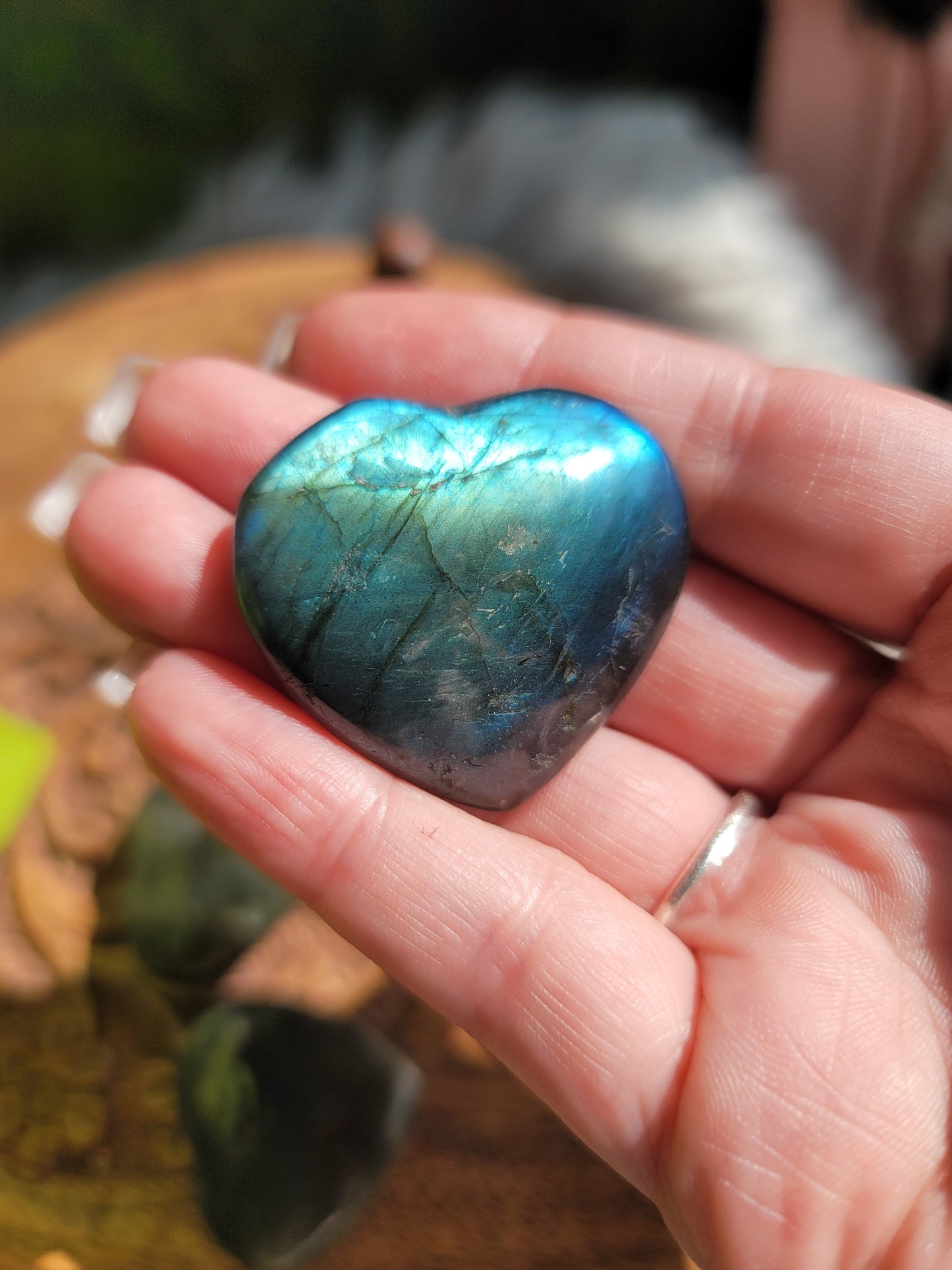 Puffy Labradorite Hearts: Mystical Radiance and Intuitive Insight