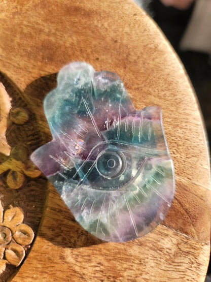Fluorite Evil Eye Hand Carving