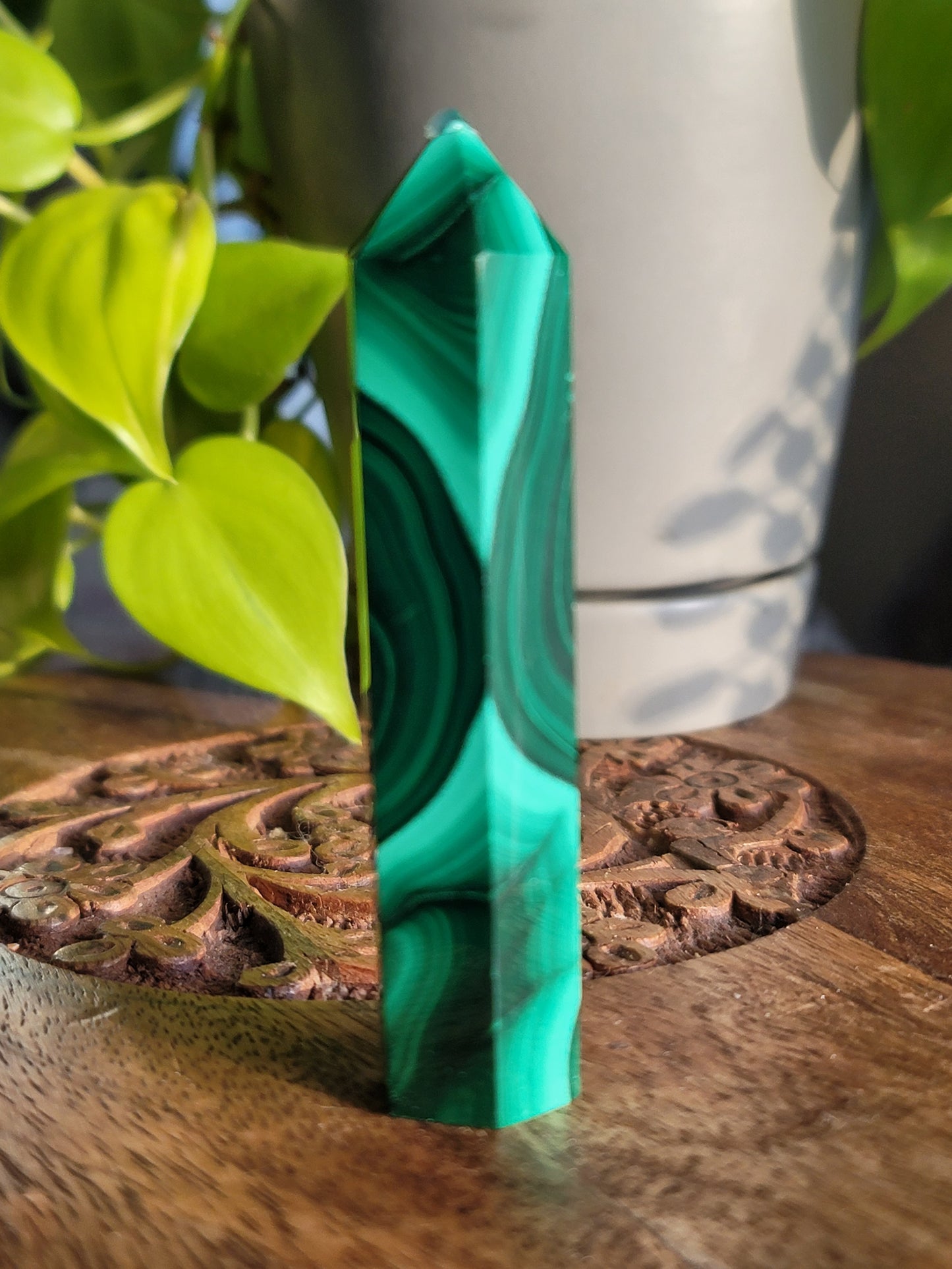 Chrysocolla Malachite Point: Harmonious Blend of Tranquility and Transformation