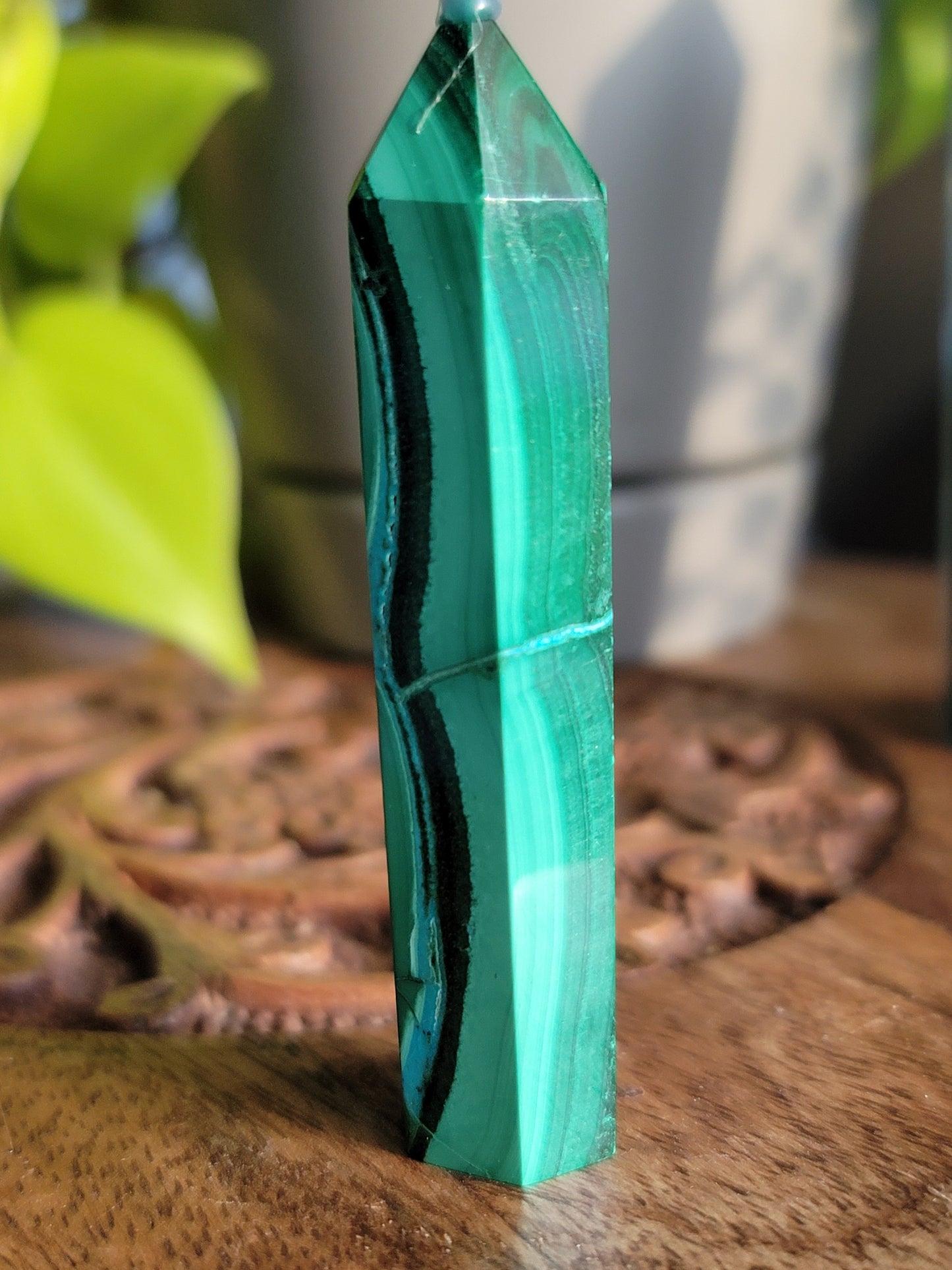 Chrysocolla Malachite Point: Harmonious Blend of Tranquility and Transformation