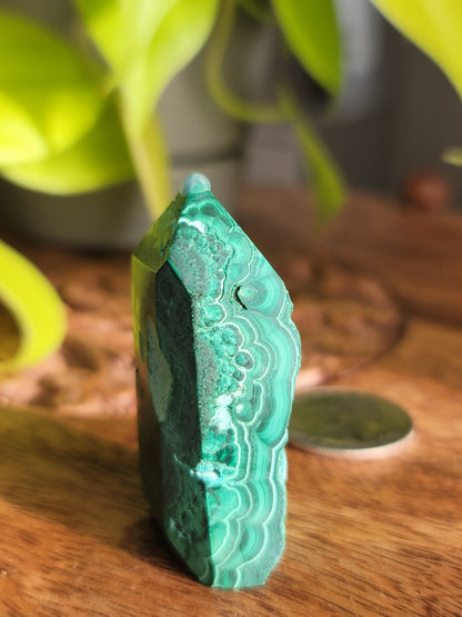Chrysocolla and Malachite Tower: Harmonious Blend of Soothing and Healing Energies