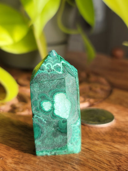 Chrysocolla and Malachite Tower: Harmonious Blend of Soothing and Healing Energies