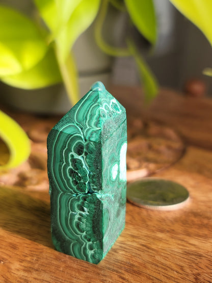 Chrysocolla and Malachite Tower: Harmonious Blend of Soothing and Healing Energies