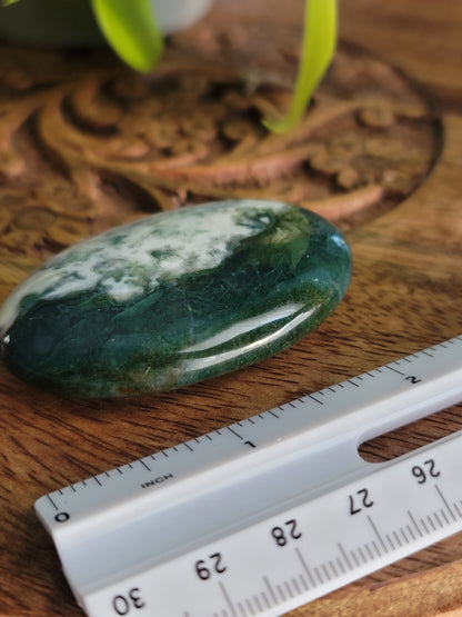 Moss Agate Palmstone: Nature's Tranquility and Grounding Energy