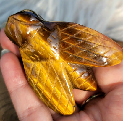 Tiger's Eye Bee Carving: Strength and Vitality