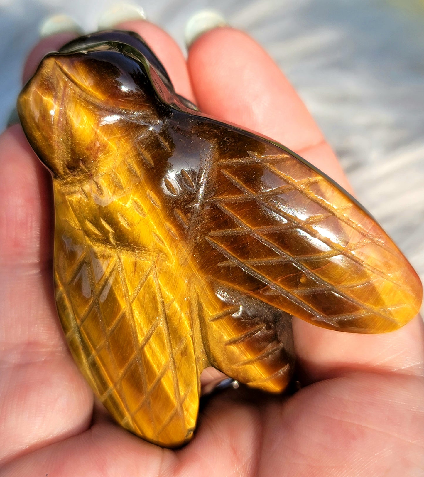 Tiger's Eye Bee Carving: Strength and Vitality
