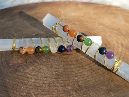 Selenite Chakra Stick with Chakra Beads: Harmonizing Energies