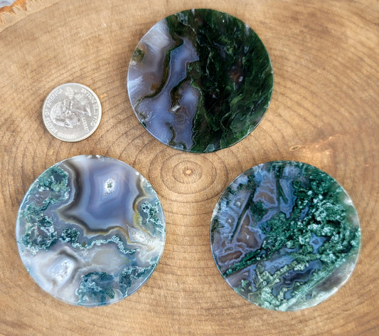 Druzy Moss Agate Coaster: Natural Serenity and Grounding Energy