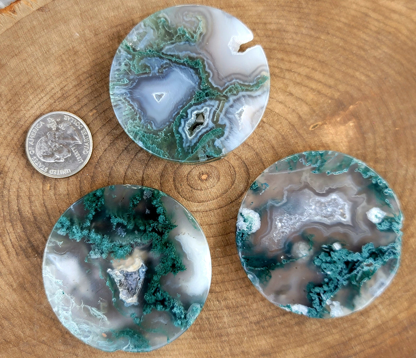 Druzy Moss Agate Coaster: Natural Serenity and Grounding Energy