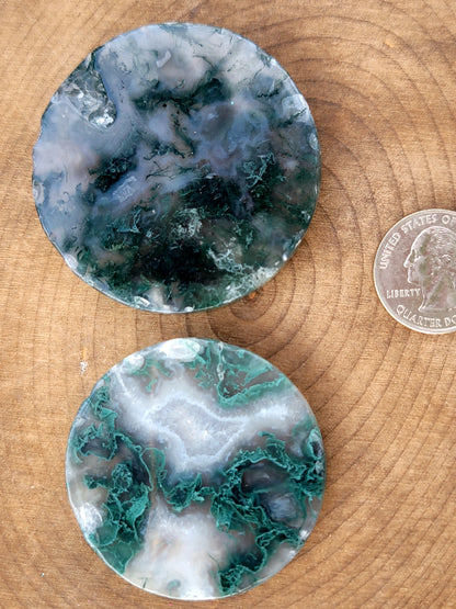 Druzy Moss Agate Coaster: Natural Serenity and Grounding Energy