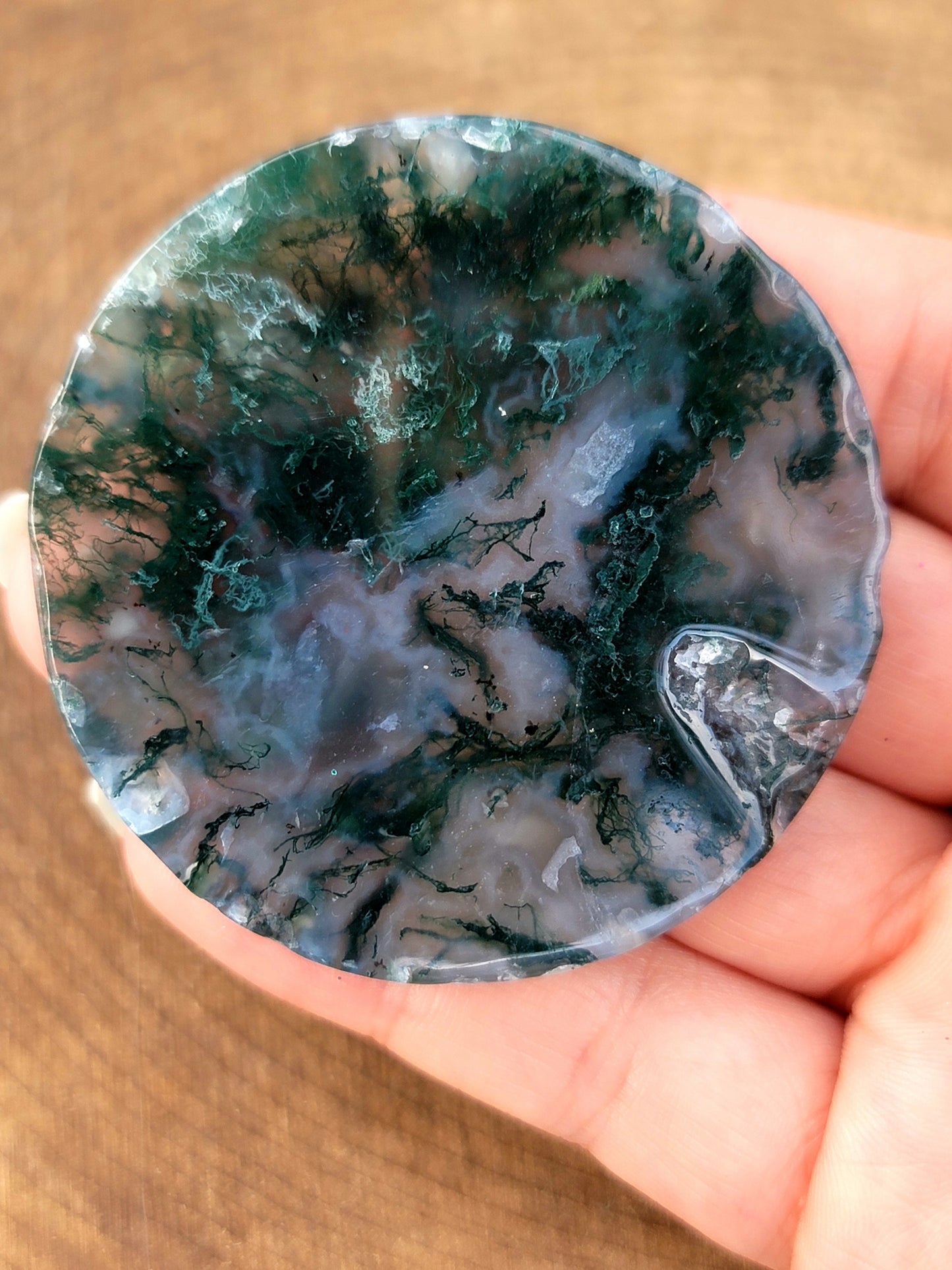 Druzy Moss Agate Coaster: Natural Serenity and Grounding Energy