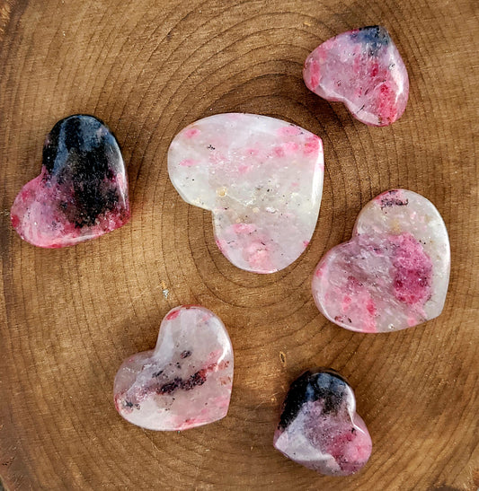 Pink & Black Tourmaline in Quartz Heart – Protection, Self-Love & Emotional Balance