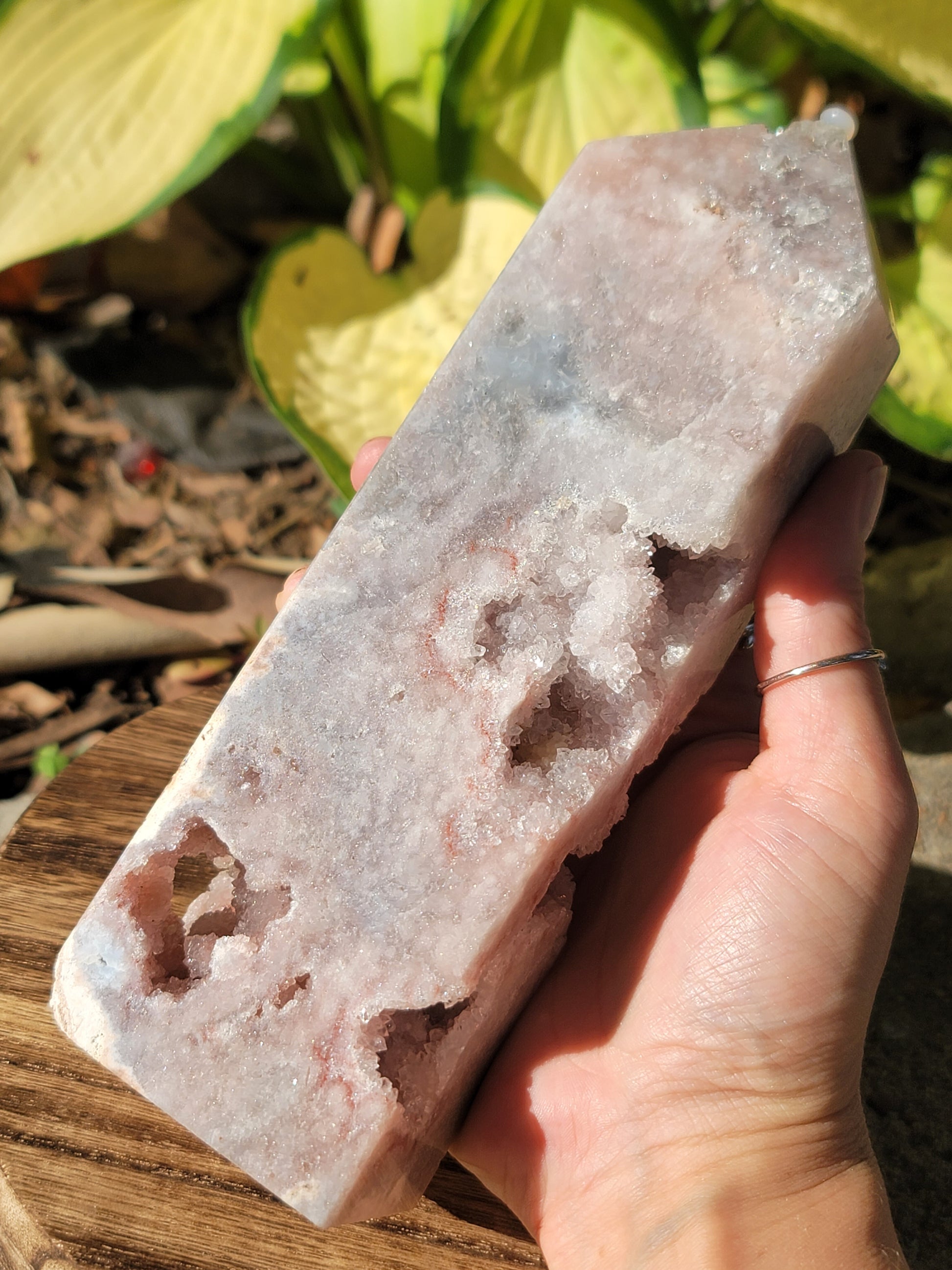 7" Pink Amethyst tower with druzy 