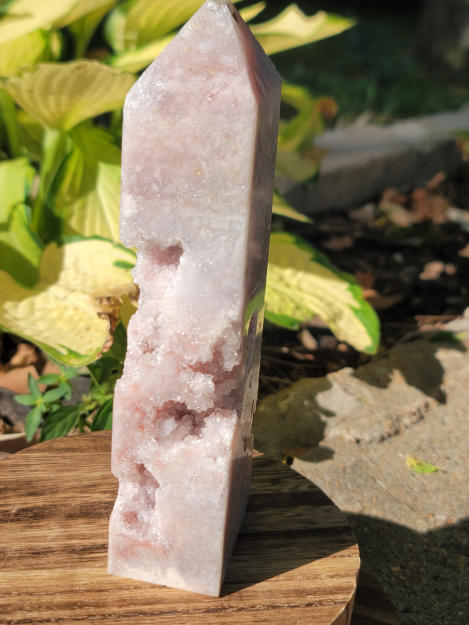7" Pink Amethyst tower with druzy 