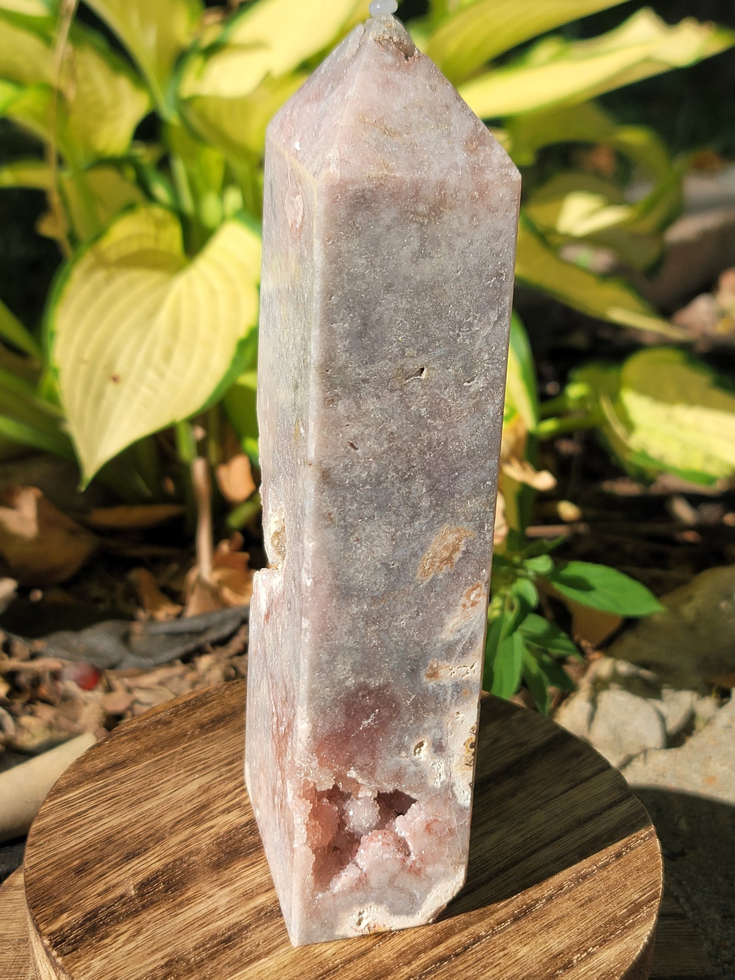 7" Pink Amethyst tower with druzy 