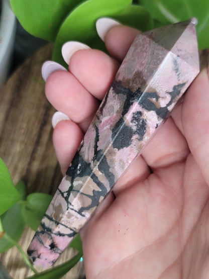 Rhodonite Wand – Crystal for Emotional Healing & Inner Strength