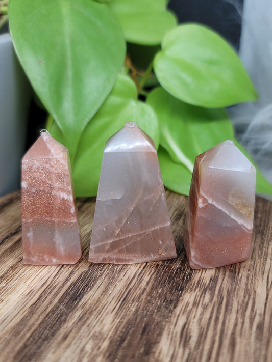 Peach Moonstone Sunstone Point: Radiant Joy and Inner Glow