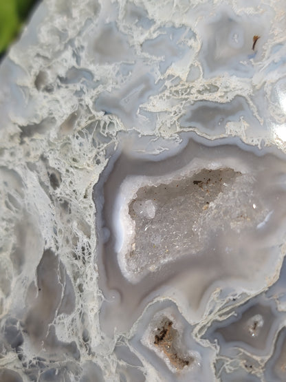 Moss Agate Slab with Stand: Nature's Balance and Grounding Energy