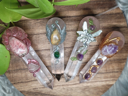 Handcrafted Quartz & Rose Quartz Wand – Unique Energy Tool for Healing & Manifestation