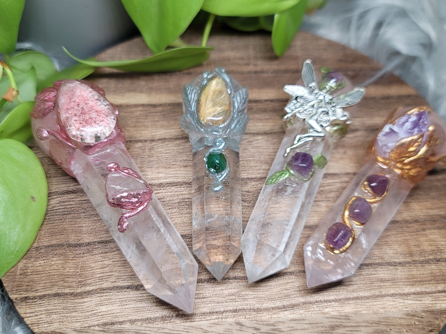 Handcrafted Quartz & Rose Quartz Wand – Unique Energy Tool for Healing & Manifestation