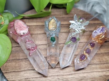 Handcrafted Quartz & Rose Quartz Wand – Unique Energy Tool for Healing & Manifestation