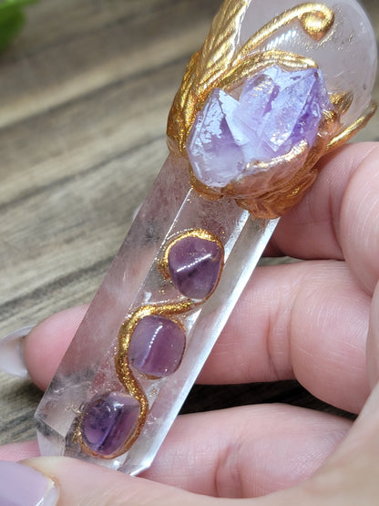 Handcrafted Quartz & Rose Quartz Wand – Unique Energy Tool for Healing & Manifestation