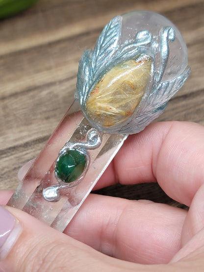 Handcrafted Quartz & Rose Quartz Wand – Unique Energy Tool for Healing & Manifestation