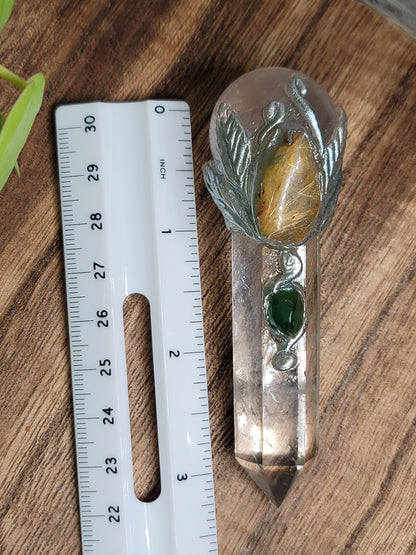 Handcrafted Quartz & Rose Quartz Wand – Unique Energy Tool for Healing & Manifestation