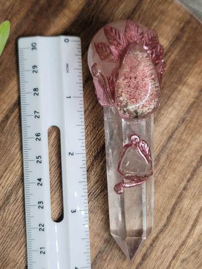 Handcrafted Quartz & Rose Quartz Wand – Unique Energy Tool for Healing & Manifestation