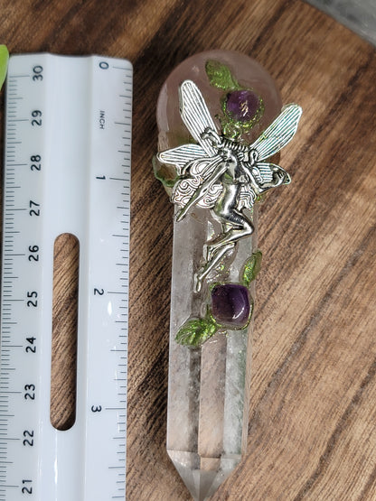 Handcrafted Quartz & Rose Quartz Wand – Unique Energy Tool for Healing & Manifestation