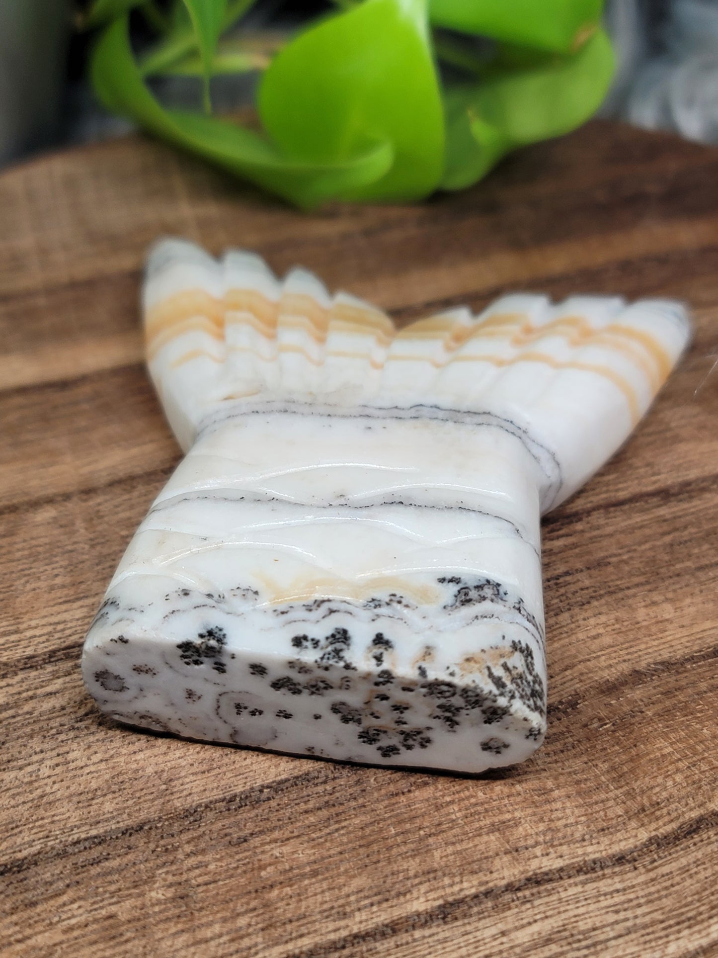 Banded Chocolate Calcite Mermaid Tail Carving: Grounding Energy and Emotional Transformation
