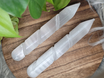 Satin Spar Selenite Wand: Cleanse and Amplify Energy