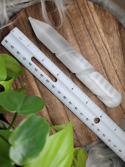 Satin Spar Selenite Wand: Cleanse and Amplify Energy