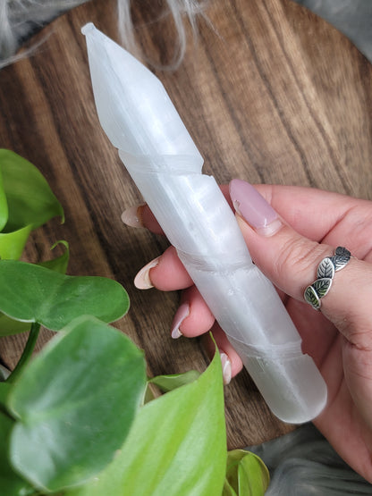Satin Spar Selenite Wand: Cleanse and Amplify Energy