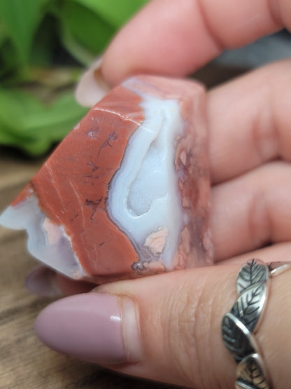 Pink Agate Freeform with Druzy – Calming & Heart-Healing Crystal