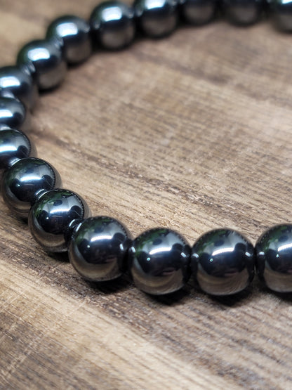 6mm Hematite Bead Bracelet: Grounding and Protective Energy
