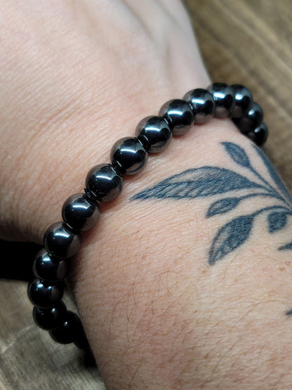 6mm Hematite Bead Bracelet: Grounding and Protective Energy