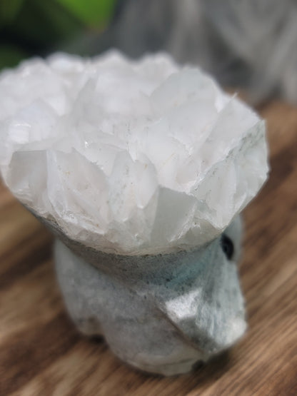 Rose Calcite Specimen UV Elephant Carving: Gentle Love and Radiant Energy