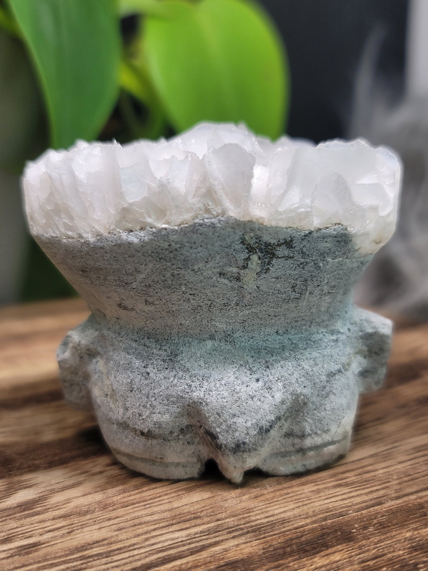 Rose Calcite Specimen UV Elephant Carving: Gentle Love and Radiant Energy