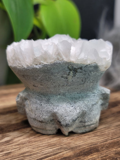 Rose Calcite Specimen UV Elephant Carving: Gentle Love and Radiant Energy