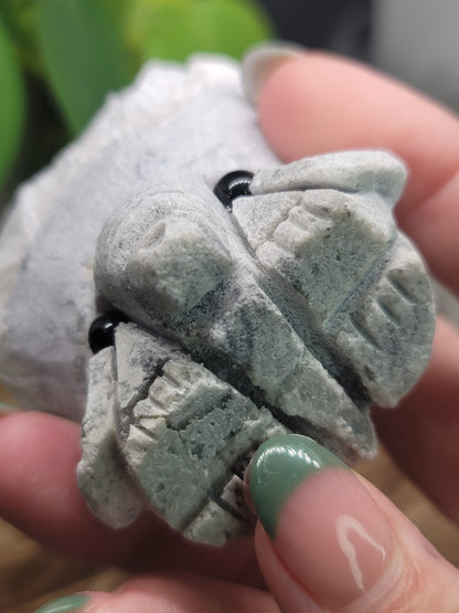 Rose Calcite Specimen UV Elephant Carving: Gentle Love and Radiant Energy