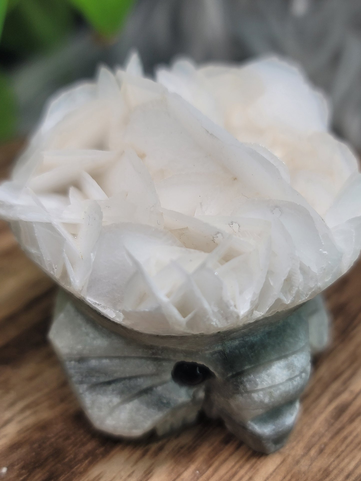 Rose Calcite Specimen UV Elephant Carving: Gentle Love and Radiant Energy