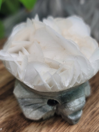 Rose Calcite Specimen UV Elephant Carving: Gentle Love and Radiant Energy