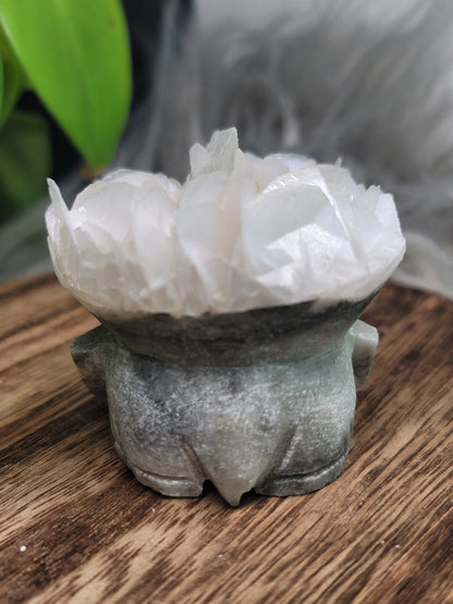 Rose Calcite Specimen UV Elephant Carving: Gentle Love and Radiant Energy